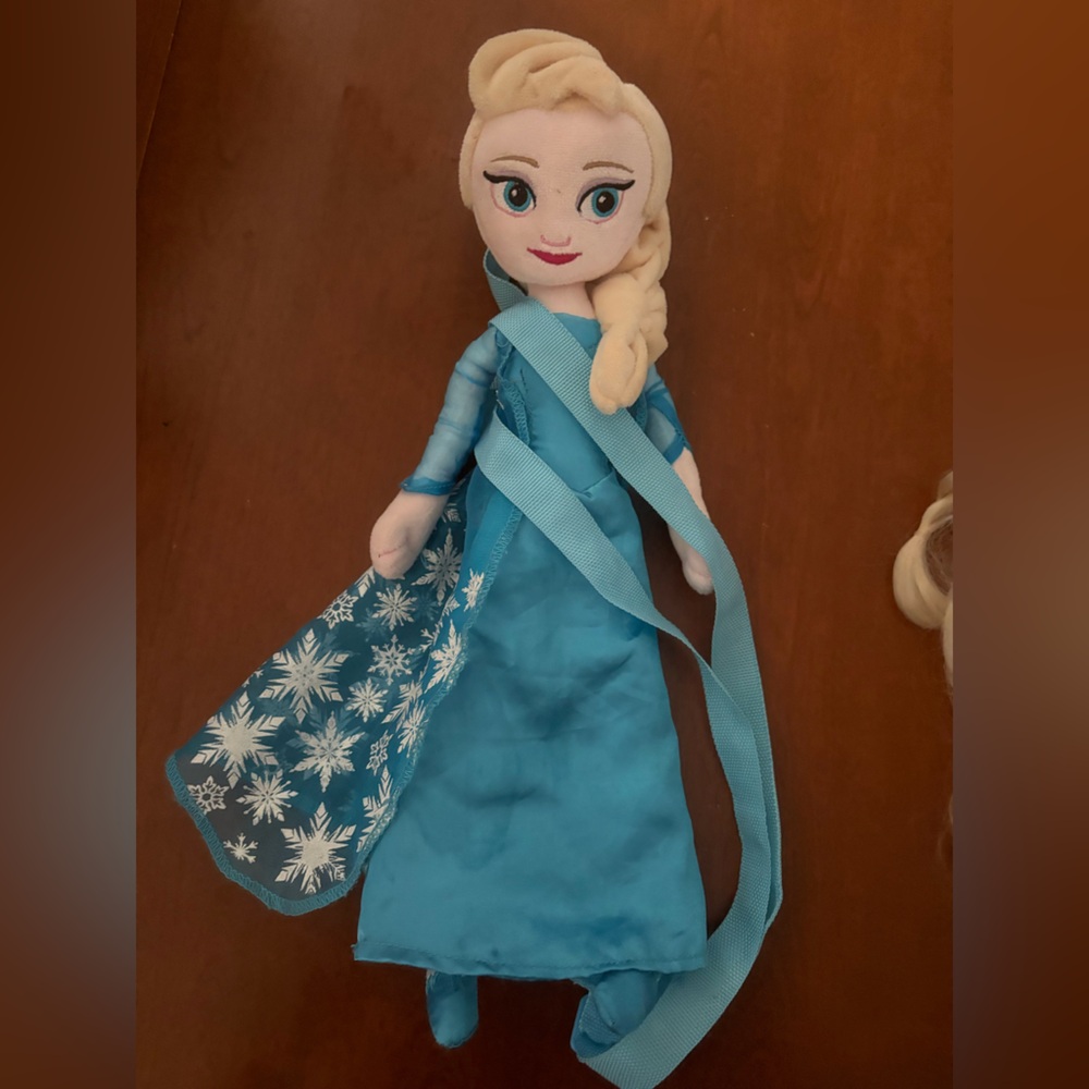 Blue Princess Plush Doll Tote Bag with Snowflake Cape
